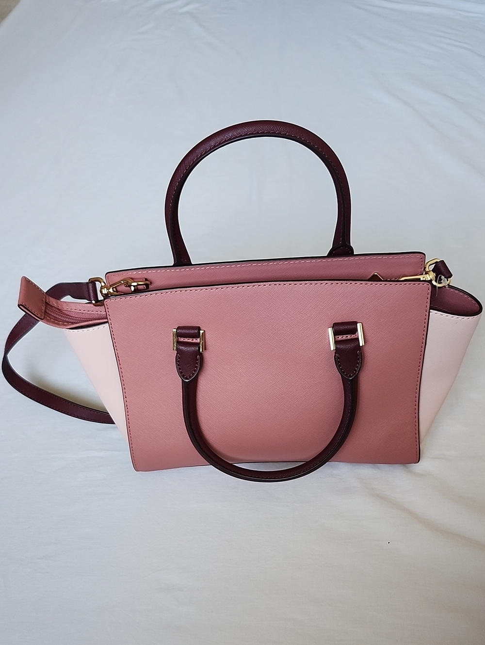 Michael Kors Selma Medium Colorblock Leather Satchel Crossbody Rose Multi NWT - Picture 13 of 16